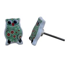 Sage Green Ceramic Owl Knob